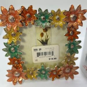 Ashleigh Manor Enamel Autumn Colors Square Floral Photo Frame 3x3 Photo Standing